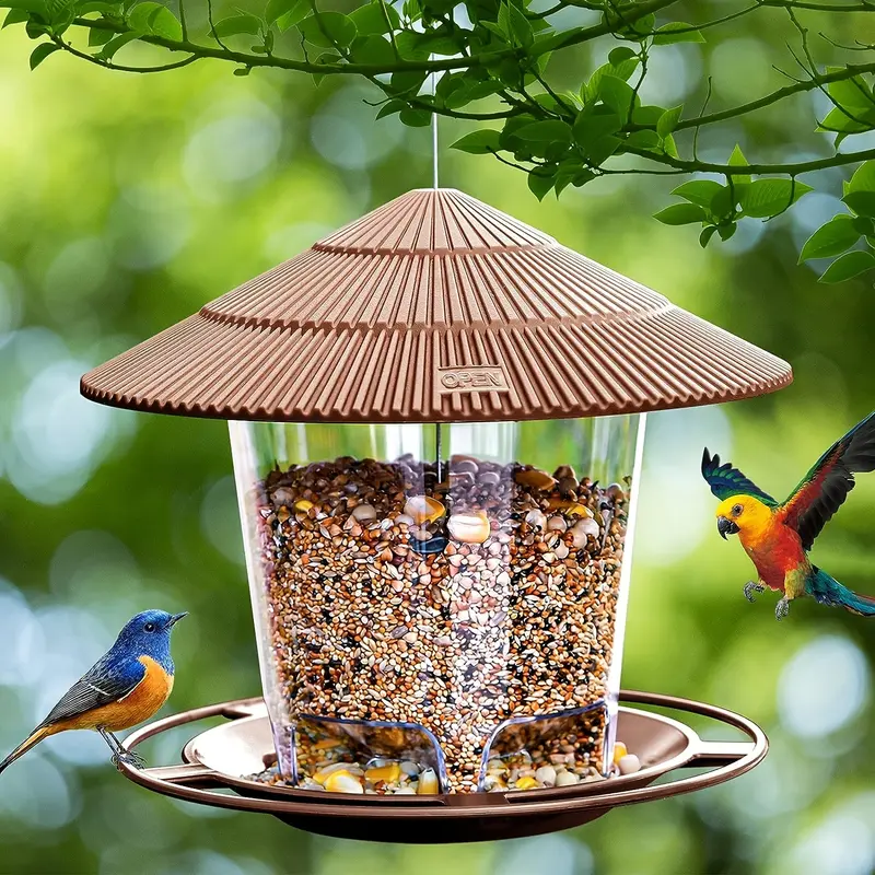 1pc Outdoor Garden Yard Hanging Bird Feeder, Garden Automatic Hummingbird Feeder, Wild Bird Feeder 1