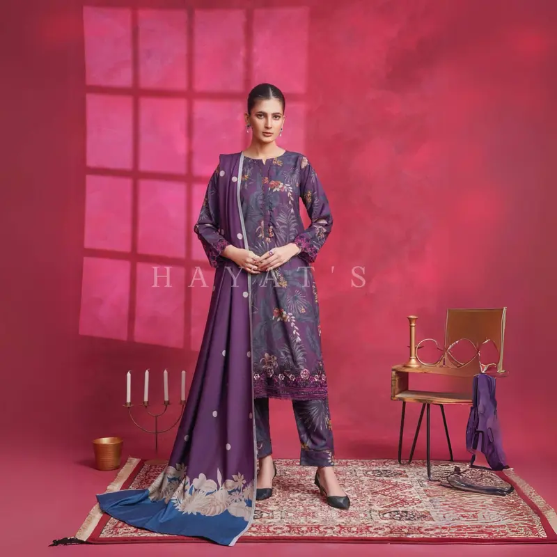 Dhanak Dress with Shawl |3 Pc| Winter Collection | Hayats UMHAT0560 5
