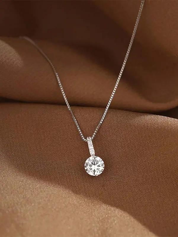 1pc Women's Sparkling Necklace with Cubic Zirconia Teardrop Pendant, Clavicle Chain, Valentine's Day Gift, Wedding Party Jewelry 5
