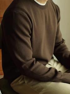 Men's Solid Round Neck Ribbed Knit Pullover, Regular Fit Casual Long Sleeve Crew Neck Knitwear for Fall & Winter, Men's Knit Clothing for Daily Wear