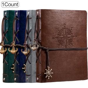 Compass Pattern Vintage Loose-leaf Binder Paper, 1 Count 80 Sheets Retro Style Loose-leaf Notebook, Vintage Leather Journal, Office Stationery & Supplies