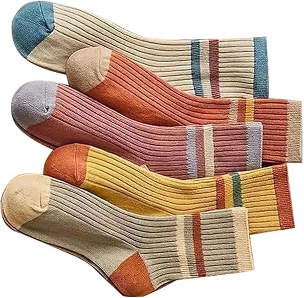 Women's Retro Calf Socks - Multipack of 5 Pairs, Soft & Comfortable for Everyday Wear - Womenswear 0