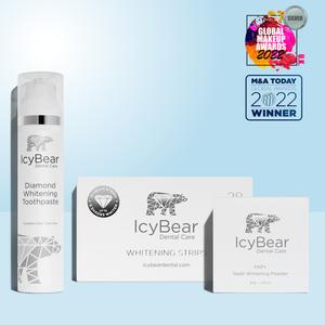 Composite Care Bundle - Teeth Whitening Strips, PAP+ Tooth Whitening Powder, Diamond Brightening Toothpaste - Icy Bear Dental