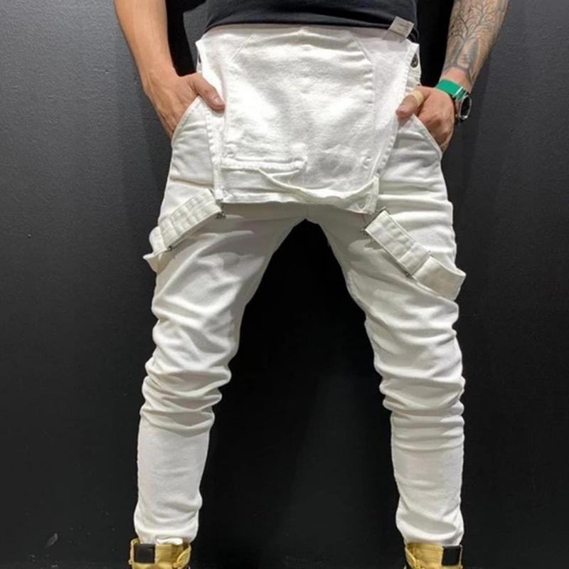 Product Introduction of Summer New Men's Distressed Denim Carpenter Overalls Bib Jumpsuits Motos Biker Jean Long Harajuku Rompers Streetwear Plus Size Casual Cotton 14