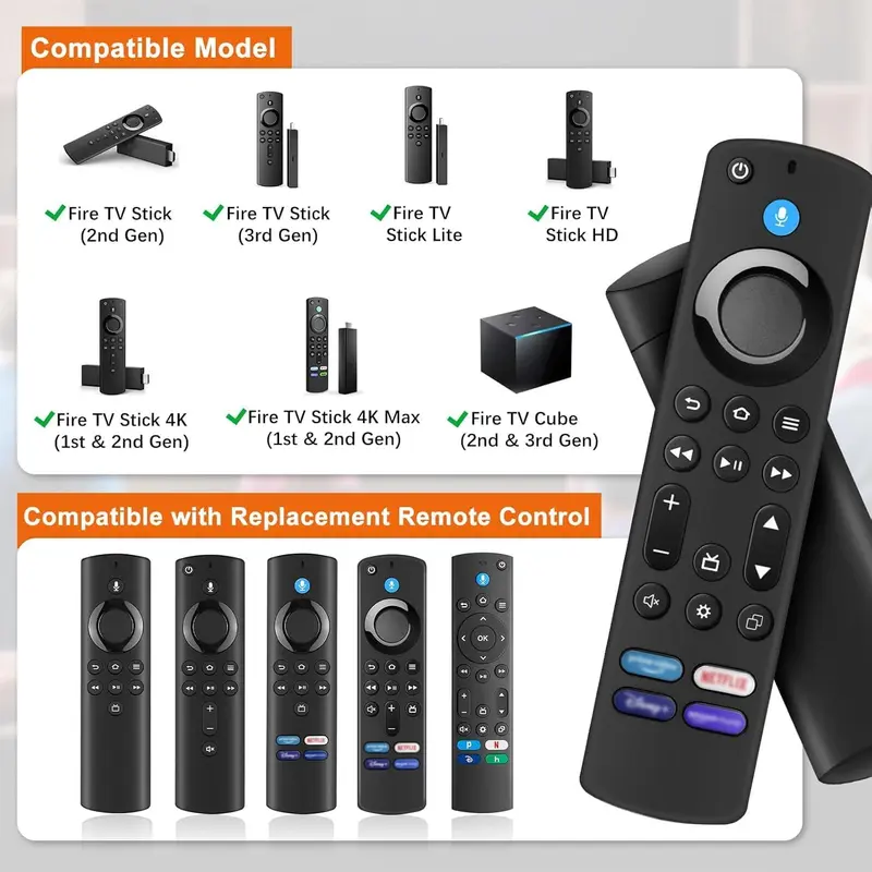 COVEIST Fire Stick Remote Control- Replacement Voice Firestick Remote for AMZ Smart TV Fire Stick (2nd Gen, 3rd Gen) and Fit for Smart TVs Cube (2nd Gen & 2nd Gen),4 Preset Buttons 4