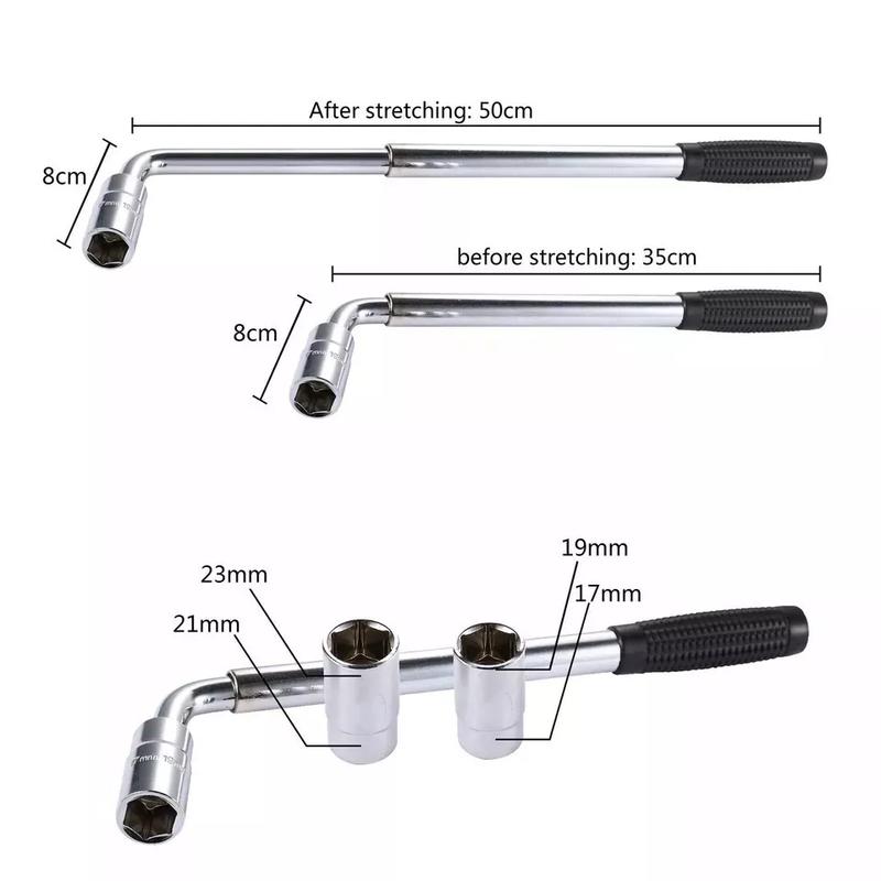 Extendable Wheel Brace Wrench Telescopic 17 19 21 23MM Car Van Socket Tyre Nut 2