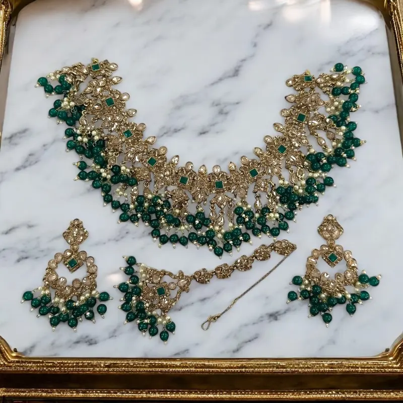 Chohans; Jhalier necklace set ,Earring And Tika 2