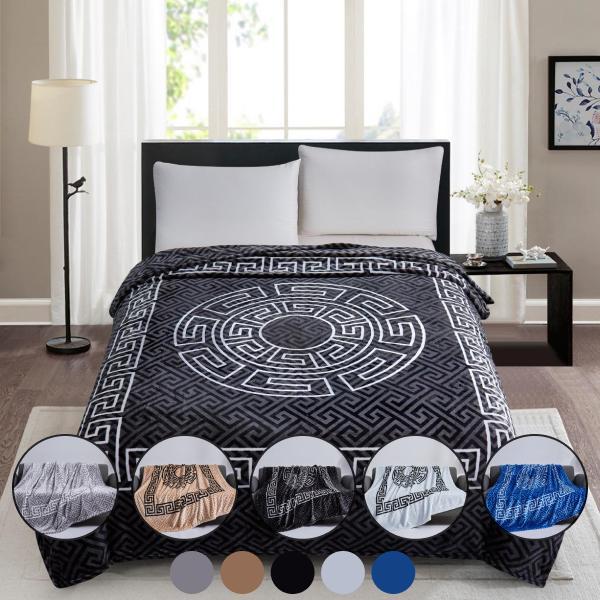 Thread & Tailor Luxurious Faux Fur Fleece cooling blanket Throw with Elegant Greek Border – Ultra-Soft Blanket for Bed, Sofa, or Chair – Premium Cozy Decor for Home, Travel, or Office – TikTok Trending Plush Throw for Comfort, Warmth & Stylish Gifting 1