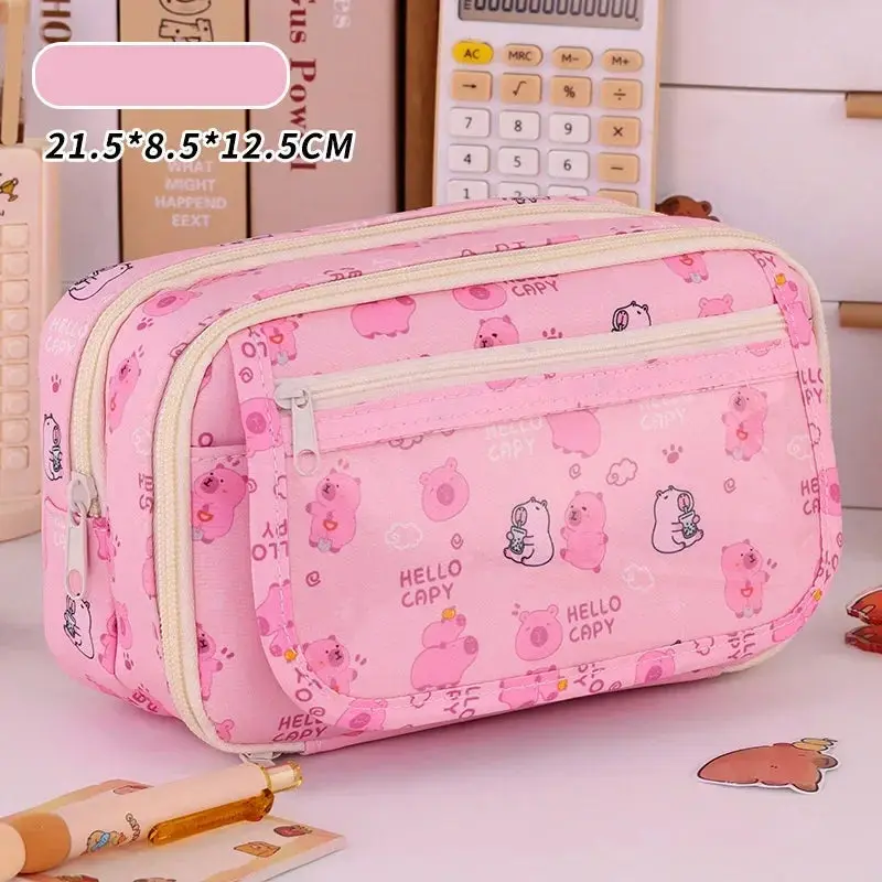 Cute Capybara Multi-Layer Large Pencil Case – Kawaii Stationery Organizer for School, Office & Art Supplies 3