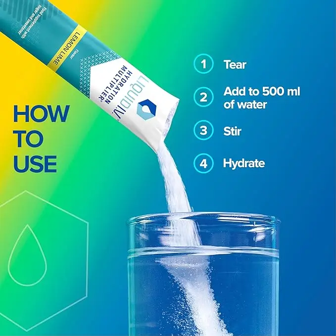 Hydration Sachets Lemon Lime | Electrolyte Powder Mix with 7 Vitamins & Minerals | 16 Sticks | Vegan 3