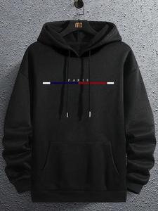 Men's Colorblock Letter Print Drop Shoulder Hoodie, Essentials Hoodie, Regular Fit Drawstring Hooded Sweatshirt, Versatile Long Sleeve Menswear, Please Purchase a Size up, Graphic Hoodies