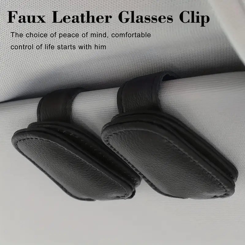Sunglasses Holders for Car Visor,Car Magnetic Glasses Holder Leather Sunglasses Clip and Ticket Card Clip Suitable for Car Interior Visor and Different Size Eyeglasses, Auto Eyeglasses Holder, Vehicle Interior Accessories, Eyewear Storage Bracket. (Black) 2