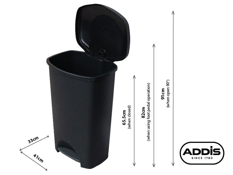 Plastic Family Kitchen Utility Bin, 50 Litre, New Black with Silver Pedal 1