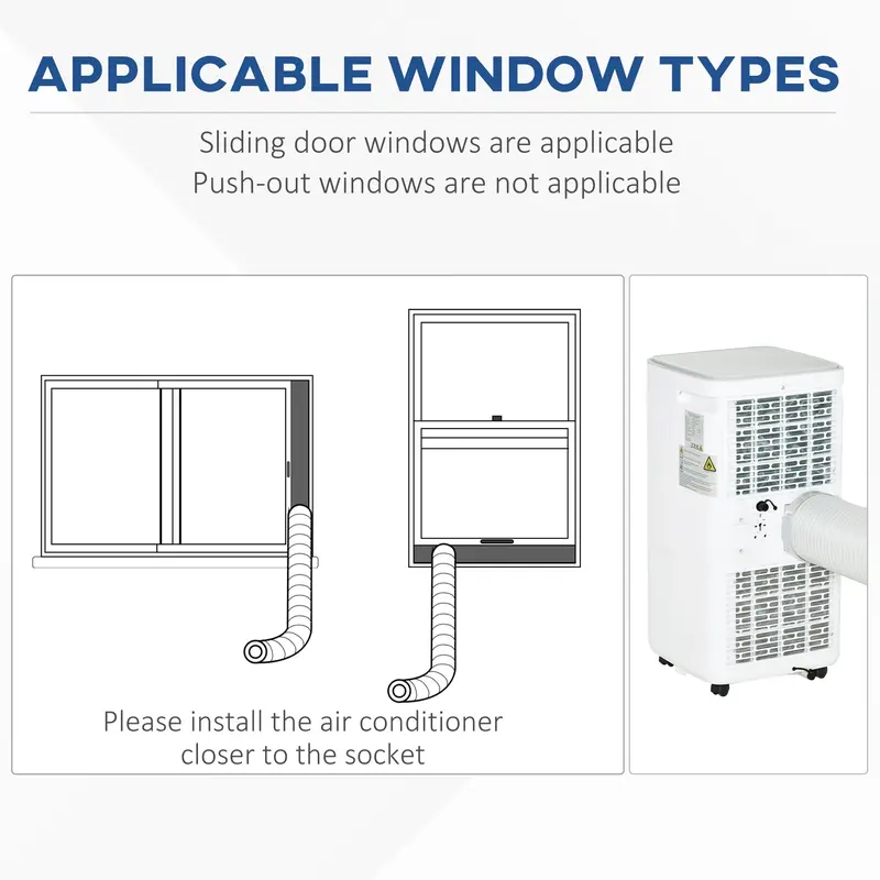 HOMCOM 7000 BTU Air Conditioning Unit, 3-in-1 Portable Air Conditioner, Dehumidifier, Cooling Fan with Remote Control, LED Display, 2 Speeds, 24H Timer, Window Venting Kit, 15m² 7