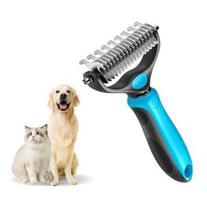Double Sided Pet Grooming Brush, Professional Pet Hair Removal Comb with Ergonomic Handle, Dog & Cat Grooming Tool, Dog & Cat Supplies