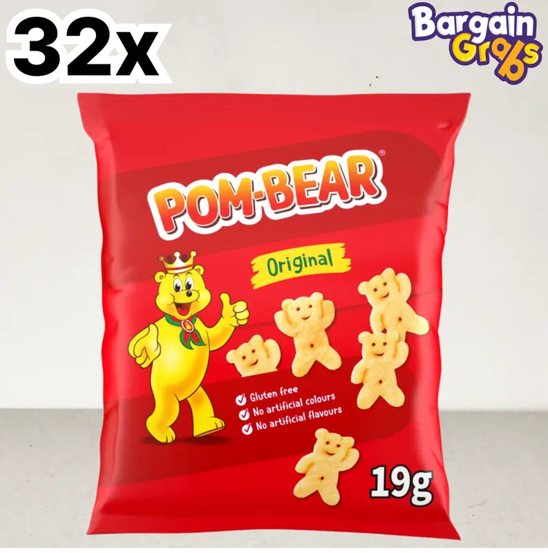 32 x 19g Pom-Bear Original Potato Snacks – Light & Crispy Bear-Shaped Fun | Best Before: 31/07/2025 2