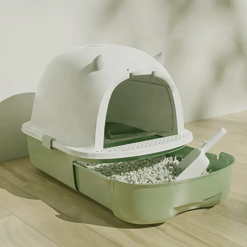 Livingandhome Detachable Cat Litter Box with Sand-Leakage Pedal and Odour Control Bag 1