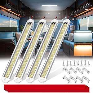 4x 12V 120 LED Car Interior Strip Lights Bar Light Car Van Caravan Boat Home Bus 4
