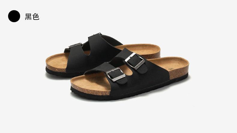 Product Introduction of High Quality Custom Logo Summer Men Sandals 2025 Leather Upper Cork Sole Slippers 5