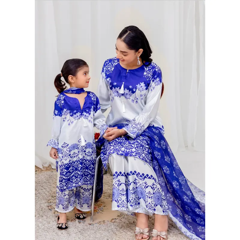 RANGZ ‘Silk’ | Eid Printed Silk Mother & Daughter Readymade | RGZ074 0
