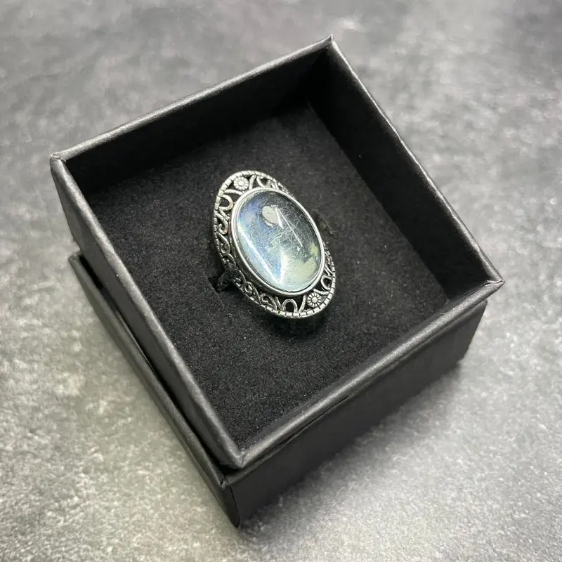 Adjustable Aquamarine Crystal Silver Plated Ring - Jewellery - Genuine Crystals - UK Shop 6
