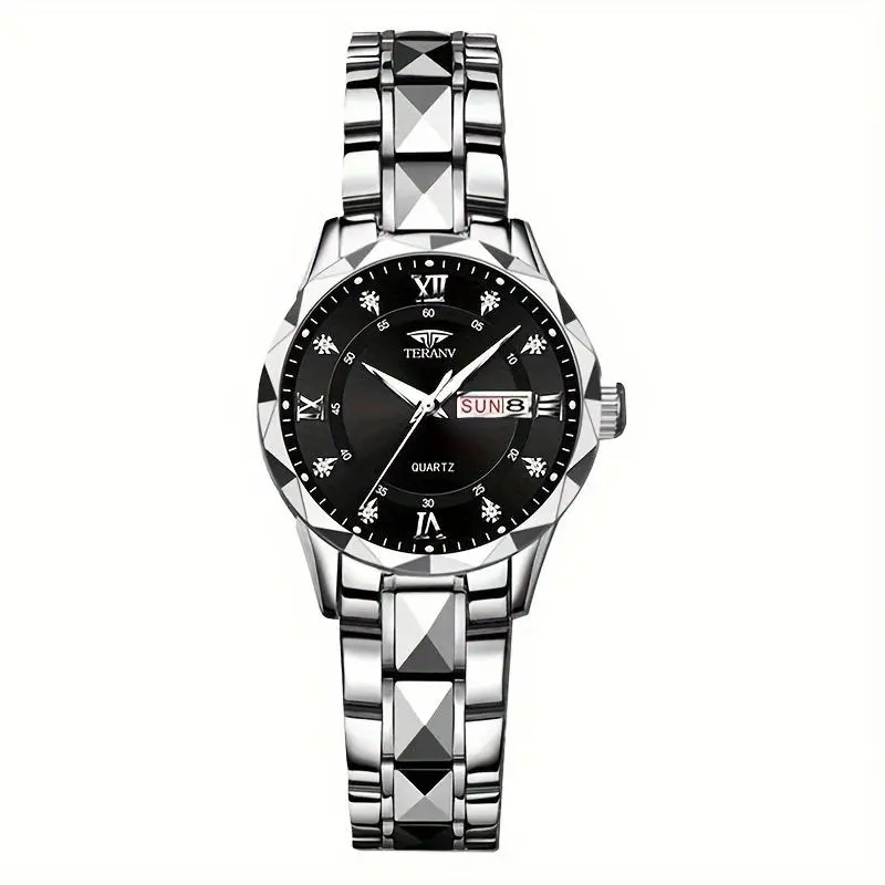 A New Stylish Stainless Steel Ladies Watch With Night Light, Calendar, And Week Display Is An Ideal Choice For Ladies' Sports Watches For Simple And Casual Lifestyle Travel Quartz Watch Birthday Gifts Holiday Gifts Presents. 5