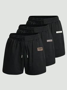 Men's Letter Patched Boxer Shorts, Breathable Comfy Casual Bottom for Daily Wear, Men's Underwear for Summer