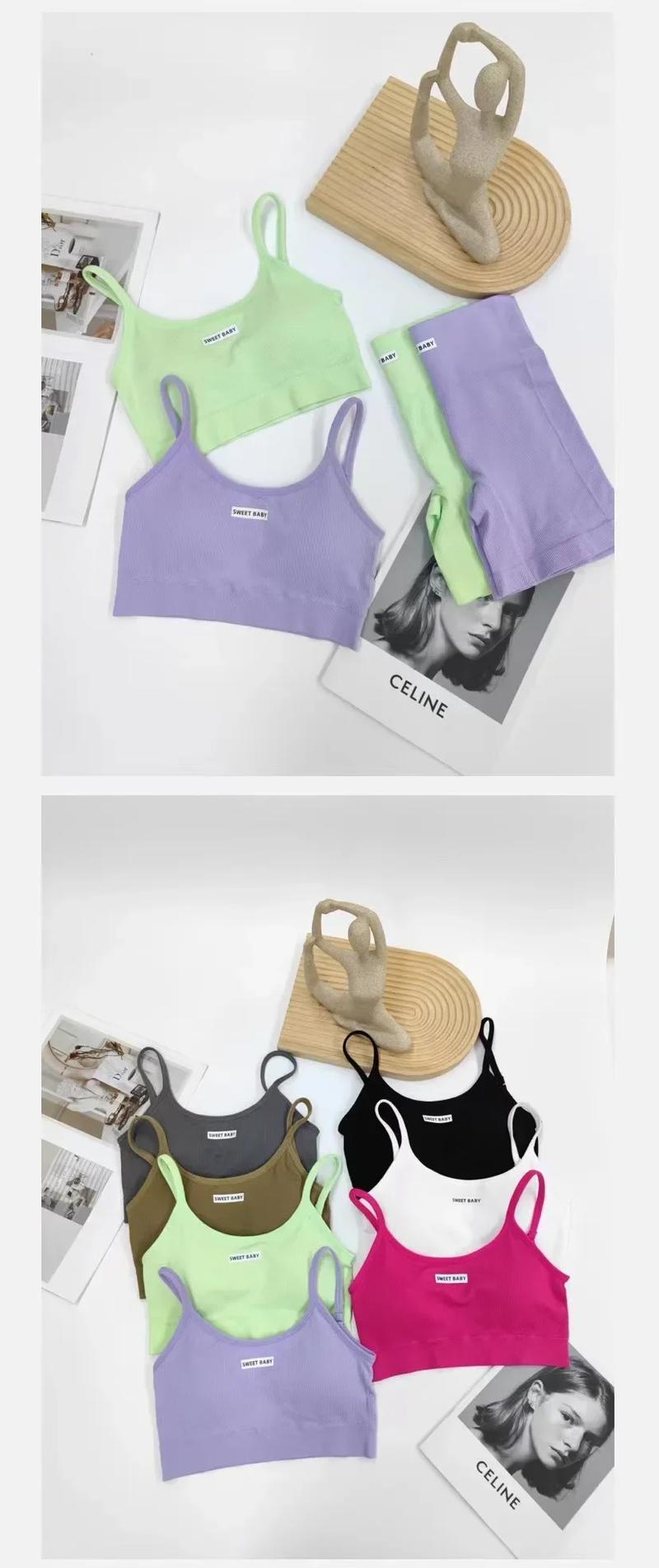 Product Introduction of Womens Intimate Sexy Bra Bustier Shorts Set Camisole Padded Tank Top Female Slim Sports Underwear Pants Suit Summer Lingerie 3