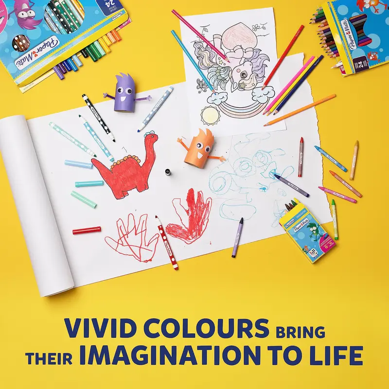 Paper Mate Children's Felt Tip Colouring Pens | Washable | Assorted Colours | 24 Fibre Tip Markers 4
