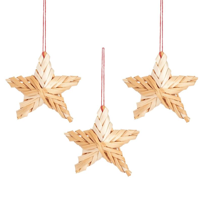 Straw Stars Hanging Decoration- Set of 3 0