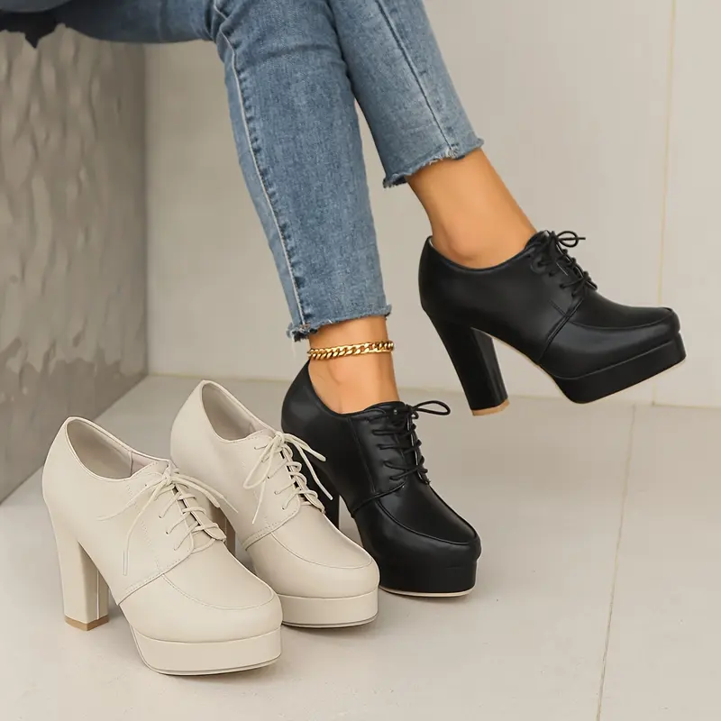 Spring New Women'S Mary-Jane High Heel Shoes with Round Toe and Block Heel, Elegant Style, All-Season Wear, Breathable Design, Solid Color, Man Made Materials, Hand Wash or Professional Dry Clean 1