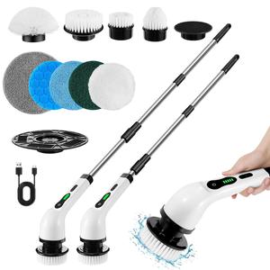 Electric Spin Scrubber, Handheld Cleaning Brush with Adjustable Extension Rod & Brush Heads, Usb Rechargeable Scrubber Spin Mop Scrubber, Durable 360° Cordless Cleaning Brush, Multi-application Cleaning Brush Set, Cleaning Tool, Cordless Power Scrubber