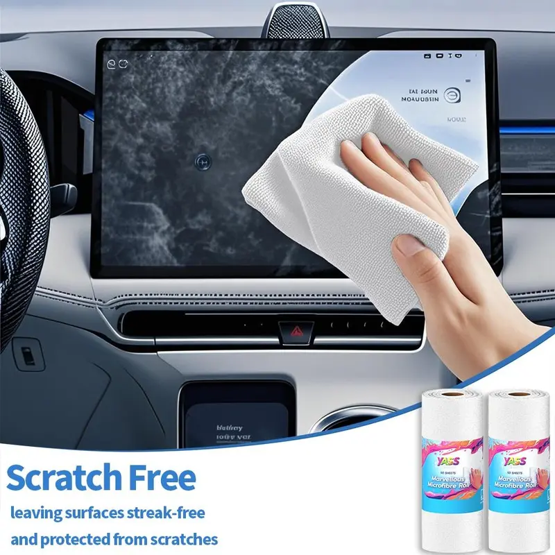 Yass Clean Microfibre Cleaning Cloth Roll 2 Rolls 100Pcs ,Size 30 x 30CM, 190GSM,Reusable Kitchen Cleaning Towels Dish Cloths,Lint Free Streak Free Washable Duster Cloth for House, Car, Motorbike,Windows 6