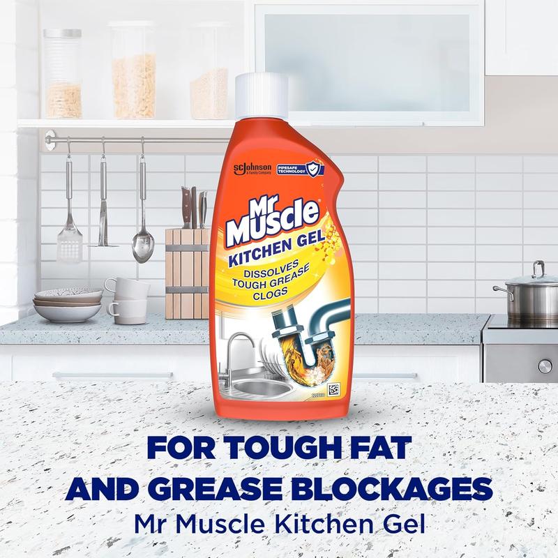 Kitchen Drain Unblocker & Cleaner Gel - Dissolves Clogs - Safe for All Pipes - 500ml - Household 1