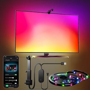 TV LED Backlight with AR Sensor, RGBIC Magic Light Strip, Smart TV Magic Background LED Lights, Suitable for Game Rooms, Living Rooms and Rooms, LED Lights for Bedroom, Room Decor Lights