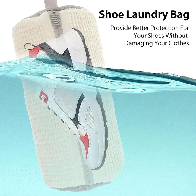Shoe Washing Machine Bag with Zipper Hook - Reusable Lightweight Portable, Fluffy Fibers 360° Wrap-Around Cleaning (2PCS) 8