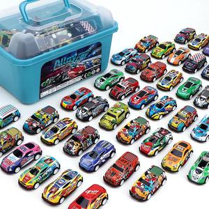 Random Color Pull Back Car Toy Kit with Storage Box, 24pcs Portable Inertia Car Toy with Multiple Themes, Durable Collision Resistant Mini Toy Race Model Car, Birthday Gifts for Boys & Girls