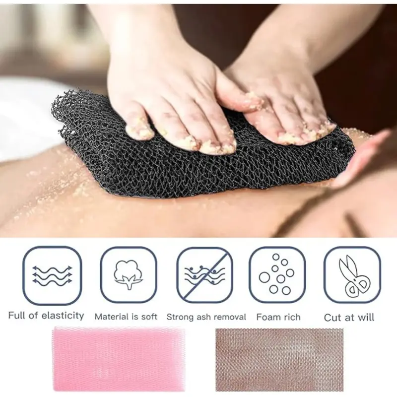 3pcs African Sponge Bath, Exfoliating Net, Beauty Skin Wash Towel African Net Cloth Nylon Back Scrubbers Shower Body Cleaning Spa Massage Bath Towel Back Scrubber 2