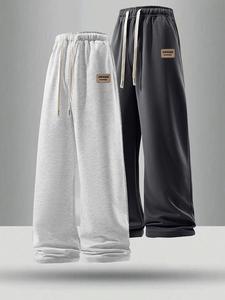 Men's Letter Print Drawstring Waist Sweatpants, Casual Comfy Loose Jogger Pants for Summer, Men's Trousers for Daily Wear