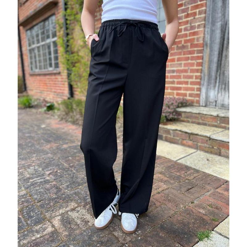 Black Stretch Waist wide leg Trousers 6