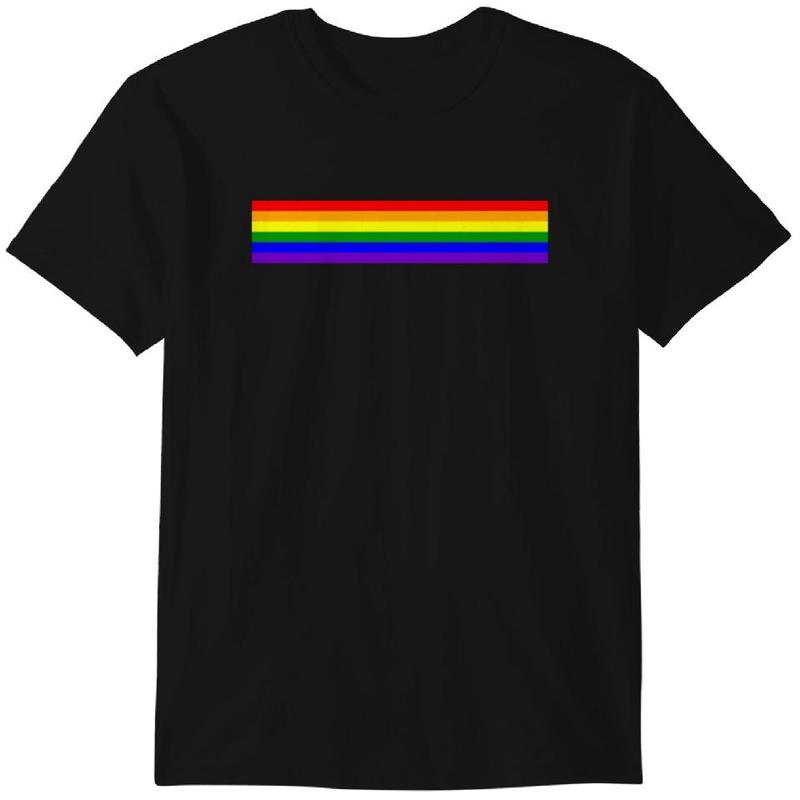 Cute Minimalist Gay Pride LGBTQ Rainbow Stripe Vertical Flag Gildan Heavy Cotton 0