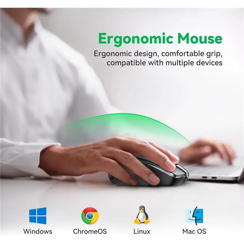 Bluetooth Mouse, Rechargeable Wireless Mouse (BT5.0/3.0 & 2.4G), 4800DPI Adjustable, 6-Button Silent Computer Mice, USB Ergonomic Wireless Mouse for Laptop PC Mac, Grey 0