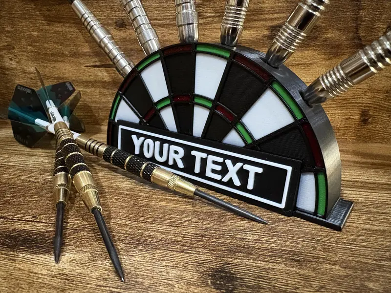 Personalised Dart Stand | Custom Name Engraved Dart Holder | 6-Slot Dartboard-Inspired Rack | Mini Darts Storage & Display | Gift for Dart Players | Dart Accessories Organiser for Game Room, Man Cave, Pub & Bar 1