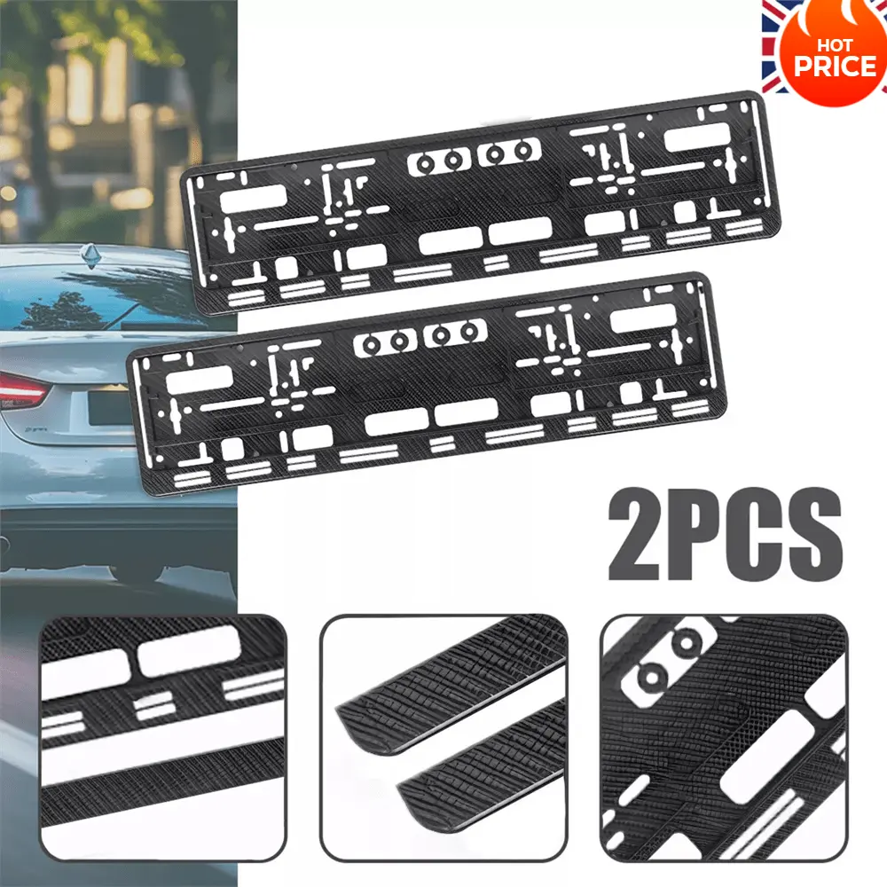 【JY】Universal License Plate Frame Twin Pack - Carbon Look 3D Textured Design with Anti-Theft Screws, Rust-Proof Car Registration Tag Holder for SUV/Sedan/Truck (Matte Black)