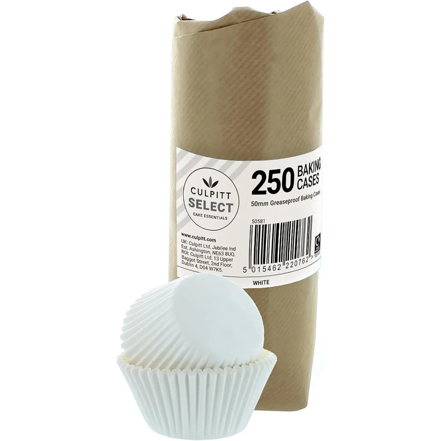 Culpitt Select White Baking Cases, Greaseproof Paper Baking Cups, 50mm Cupcake Cases - Extra Large Pack of 250- Packaging May Vary