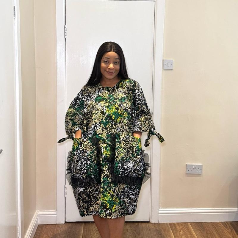 Ankara multicolor Bubu dress with front pocket Summer Comfort Womenswear Casual Floral Comfortable Short Style 2