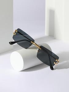 Summer Glasses, Square Rimless Summer Outfits Sunglasses for Women/Men, Elegant Summer Must Haves, Travel Essentials, Gift for Girlfriend/Bf