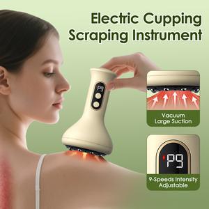 Electric Cupping Body Massager 9 Levels Adjustable Scraping Hot Compress Gua Sha Tool Vacuum Cupping Suction Massage Apparatus for Abdomen Back Legs