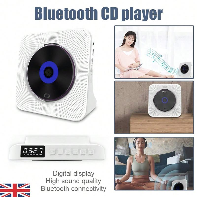 【JY】Retro Bluetooth CD Player with Wireless Speaker & USB-C Charging - Compact Hi-Fi Sound System for Home Office, Bedroom Decor, Aux Input and 20H Playtime, Vintage Music Gifts Audio Portable 2