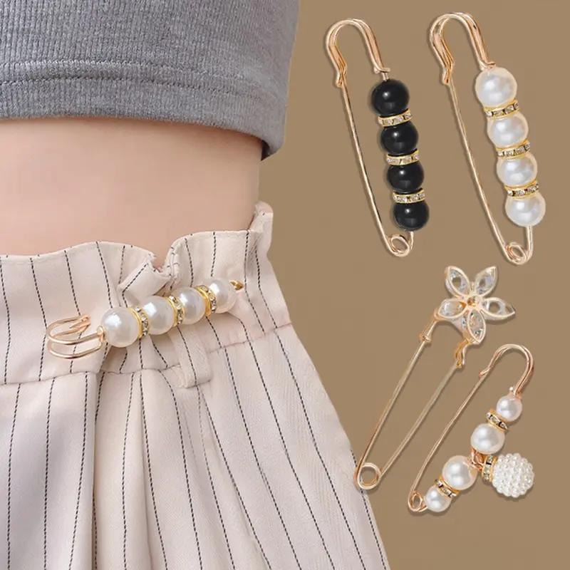 4PCS Waist Adjustment Uniform Clothing Extended Buckle And Waist Adjustment Buckle Pearl Broocated Fashion Decorative Accessorie 0